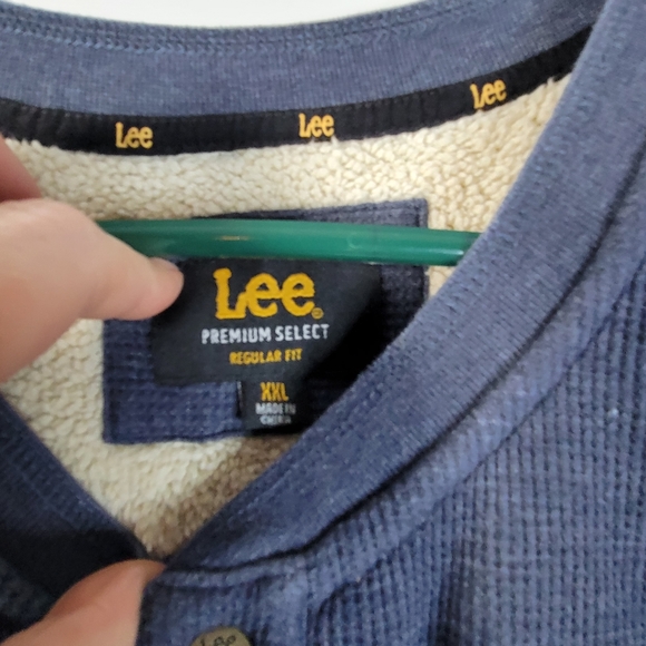 Mens Lee Faux Sherpa lined Heavy weight Thermal Waffle knit Henley Size XXL - Picture 3 of 7